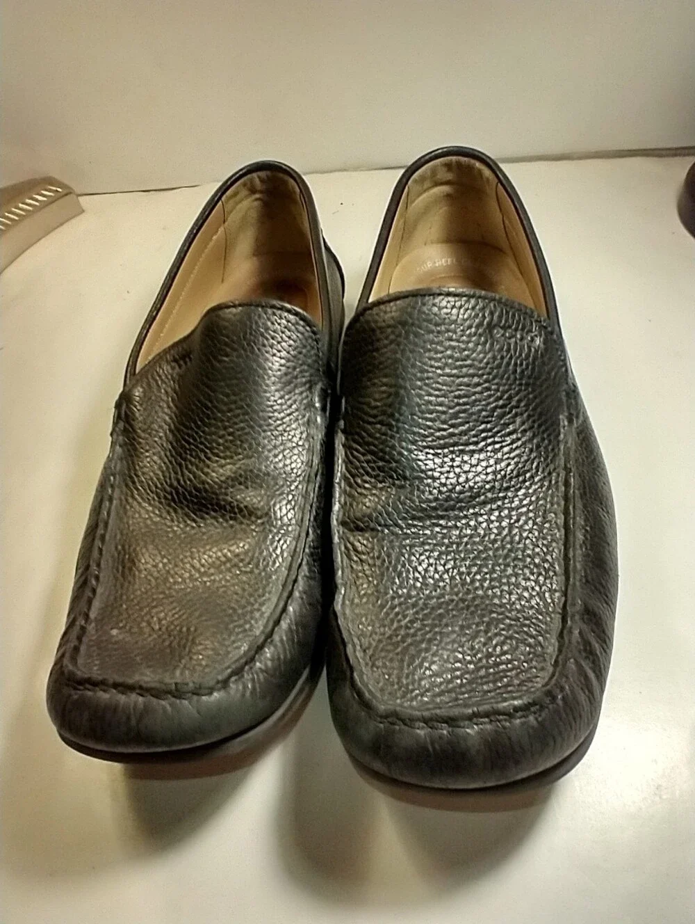 Ecco Black Leather Flex Sole Driving Moc Loafers Men's sz 10(44).